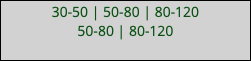 30-50 | 50-80 | 80-120 50-80 | 80-120 